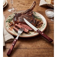 Pinkev Tramontina 6 Kişilik 12 Parça Polywood Saplı Steak Et Biftek Pizza Çatal Bıçak Seti