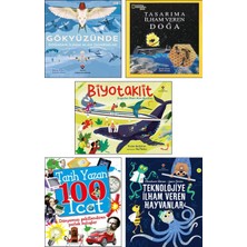 Tübitak Yayınları Gökyüzünde Doğadan İlham Alan Tasarımlar + Tasarıma İlham Veren Doğa + Biyotaklit + Tarih Yazan 100 İcat + Teknolojiye İlham Veren Hayvanlar / 5 Kitap Set