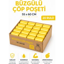 MSE HOLD Büzgülü Çöp Poşeti Limon Kokulu 55×60 cm Orta Boy 20 Rulo Dayanıklı Sızdırmaz Kalın Çöp Torbası