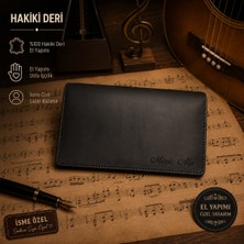 Cheteen Isme Özel %100 Hakiki Deri ve El Yapımı Premium Müzisyen / Gitarist / Bağlama Cüzdanı - Kapo ve Pena Bölmeli - Organizer