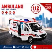 4İ Oyuncak Oyuncak Ambulans Sesli Işıklı  Yan Kapısı Sürgülü Açılan Minibüs Araba 15 Cm.