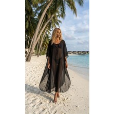 My Sea P-15 Siyah Şifon Uzun Kaftan Pareo