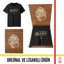 Galatasaray Lisanslı 2026 Şampiyonluk Dejavu Siyah Tişört Aslan Ahşap Kutulu