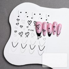 Aba Nails Gümüş Kalp Tırnak Sticker Kalp Tırnak Etiketi Nail Art 2182S
