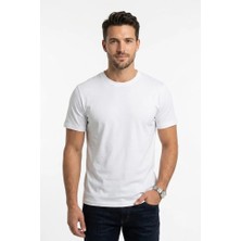 Uki Beyaz Bisiklet Yaka Basic T-Shirt