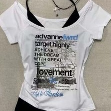 Moonstyle Collection Target Highly Lovement Madonna Yaka Ek Askılı Kısa Kollu Full Body Crop Bluz