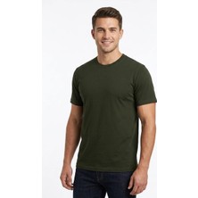 Uki Haki Bisiklet Yaka Basic T-Shirt