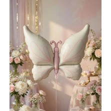 Dodomar Retro Beyaz Kelebek Folyo Balon 73,5X94 cm Parti Dekorasyon Süsü