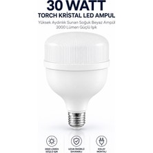 Nzb 30 Watt Torch Kristal LED Ampul Yüksek Aydınlık Sunan Soğuk Beyaz Ampül 3000 Lümen Güçlü Işık