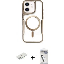 Marsilyan™- iPhone 11 Kılıf Yadigar Klasik Özel Seri - Şeffaf Uv Polymer Nano Ekran Koruyucu + Sarı Renkli Kamera Lens Koruma Cam