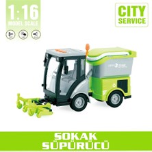 PopŞeker 1:16 Sürtmeli Sesli Işıklı Sokak Süpürücü Oyuncak Araba
