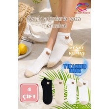 Golden Socks Kadın Yazlık Penye Patik Çorap Ayıcık Desenli 4 Çift
