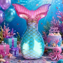Dodomar Deniz Kızı Kuyruk Folyo Balon 85X52 cm Doğum Günü Parti Dekorasyonu