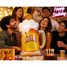 Dodomar Folyo Balon Cheers Bira Bardağı 70X56 cm Yılbaşı Parti Süsü Dekor Eğlence Balonu