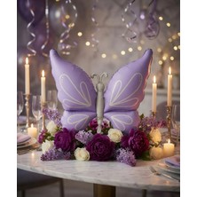 Dodomar Retro Mor Kelebek Folyo Balon 73,5X94 cm Parti Dekorasyon Süsü