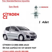 Bosch Citroen C2 2003-2008 Arası Ön Far Ampülü Sarı Renk 60/55W