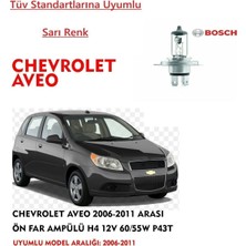Bosch Chevrolet Aveo 2006-2011 Arası Uyumlu Ön Far Ampülü ( 1 Adet Sarı)