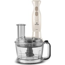 Emsan Pro Multimax 6'sı 1 Arada Çok Amaçlı Mutfak Robotu, Güçlü Motorlu Doğrayıcı, Blender, Mikser ve Rendeleme Seti, Iconic Beige