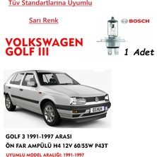 Bosch Golf 3 1991-1997 Uyumlu Arası Ön Far Ampülü ( 1 Adet Sarı)