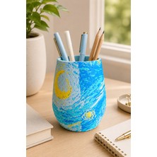 My Craft 3D Yıldızlı Gece Desenli Kalemlik Masa Üstü Kalem Organizer Ofis Okul Çalışma Masası Pla