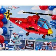 Dodomar Helikopter Folyo Balon 89X52 cm Doğum Günü Parti Dekorasyon Süsü