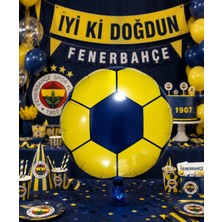 Dodomar Folyo Balon Futbol Topu Sarı Lacivert Fb 1907 18'' 45CM Taraftar Parti Süsü Dekor