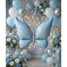 Dodomar Retro Mavi Kelebek Folyo Balon 73,5X94 cm Parti Dekorasyon Süsü