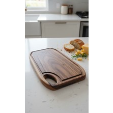 Mobika Home Özel Tasarım Kesme ve Sunum Tahtası, Tek Parça Ceviz Ağacı, Ahşap Sunumluk