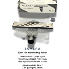 Suvera 33CM Paslanmaz Izgaralı (File Yalıtım Kitli) Koku Önleyici Klapeli Duş Kanalı – Ø50MM (Fileli) S-Sifon Sistemi