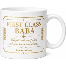 Tupya Gift First Class Baba Yazılı Kupa Bardak Babalar Günü Özel Hediye