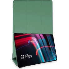 Belirtilmemiş Galaxy T970 Tab S7 Plus 12.4 Kılıf Tablet Smart Kılıf - Koyu Yeşil