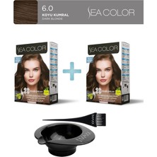 Sea Color 2'li Paket Set Saç Boyası 6.0 Koyu Kumral, Boya Tası ve Fırça Hediye!