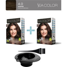 Sea Color 2'li Paket Set Saç Boyası 4.0 Kahve, Boya Tası ve Fırça Hediye!