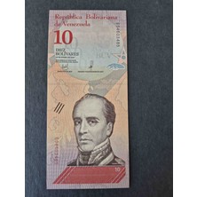 Edi Antik 10 Bolivares Venezuela Çil. Venezuela'ya Ait 10 Bolivares Banknotu. Üzerinde Bir Liderin Portresi ve Ülkenin Resmi Bilgileri Yer Almaktadır. Koleksiyoncular Için Uygundur.