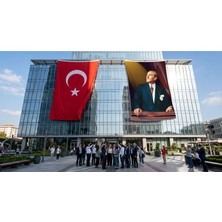 Punto Dizayn Atatürk ve Türk Bayrağı Bayrak ve Türk Bayrağı Premium Raşel Kumaş 2'li Set 10X15 Metre ATA13