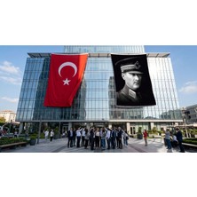 Punto Dizayn Askeri Kıyafeti ile Mustafa Kemal Atatürk Bayrak ve Türk Bayrağı Premium Raşel Kumaş 2'li Set 10X15 Metre ATA44