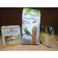 Gardenmix Platin Ballı Yetişkin Muhabbet Kuşu Yemi 1 Kg+Joyful Akıllı Yemlik+Aynalı Salıncak Kuş Oyuncağı