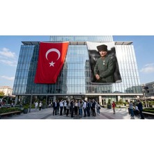 Punto Dizayn Atatürk Portresi Bayrak ve Türk Bayrağı Premium Raşel Kumaş 2'li Set 10X15 Metre ATA68