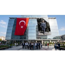 Punto Dizayn Yürüyen Atatürk Portresi Bayrak ve Türk Bayrağı Premium Raşel Kumaş 2'li Set 10x15 metre ATA77