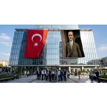 Punto Dizayn Takım Elbise Gazi Mustafa Kemal Atatürk Bayrak ve Türk Bayrağı Premium Raşel Kumaş 2'li Set 10X15 Metre ATA55