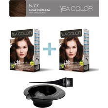 Sea Color 2'li Paket Set Saç Boyası 5.77 Sıcak Çikolata, Boya Tası ve Fırça Hediye!