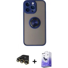 Marsilyan™- iPhone 14 Pro Max Kılıf Yörünge Çizgi - Siyah Bilvis 5in1 5d Magic Hayalet Cam Ekran Koruyucu + Gold Raze Metal Kamera Lens