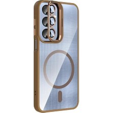 Hd Group Galaxy A36 ile Uyumlu Kılıf Standlı ve Kamera Lens Hediyeli M-Safe Şarj Özellikli Cns Etro Kapak - Lacivert