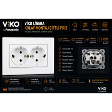 Viko Çiftli Priz  Linera Çerçeveli Beyaz