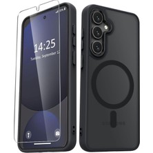 Hd Group - Galaxy A56 ile Uyumlu A36 Kılıf Mat ile Uyumlu Özellikli Renkli Kenarlı + Ekran Koruyucu Cam Set - Siyah