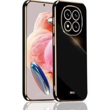 Hd Group - 14 Pro ile Uyumlu 4g Kılıf Kamera Korumalı Parlak Altın Kenarlı Yumuşak Silikon Kapak - Siyah