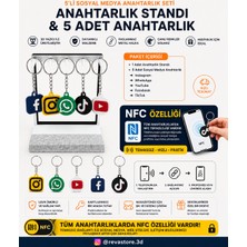 Nfc Sosyal Medya Anahtarlık Standı ve 5'li Anahtarlık Seti