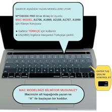 Hd Group MacBook Pro Klavye Koruyucu Us Düzen Türkçe Q Renkli Silikon Bar Ince Yıkanabilir 13-15 Inç Uyumlu A1706 A1989 A2159 A1707 A1990 Türkçe Harf Kaplama Siyah Gri
