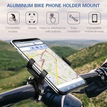 Hd Group Bisiklet Motorsiklet Evrensel Cep Telefonu Tutucu Alüminyum Paslanmaz - Bütün Telefonlarla Uyumlu - Metal Dayanıklı Siyah