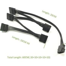 Hd Group PX-4355 Molex To Sata Kablo, Psu Sata Çoklayıcı, 5 Port Sata Power Çoklayıcı, 60CM UZUNLUK,%100 Saf Bakır Sata Çoklayıcı Kablo